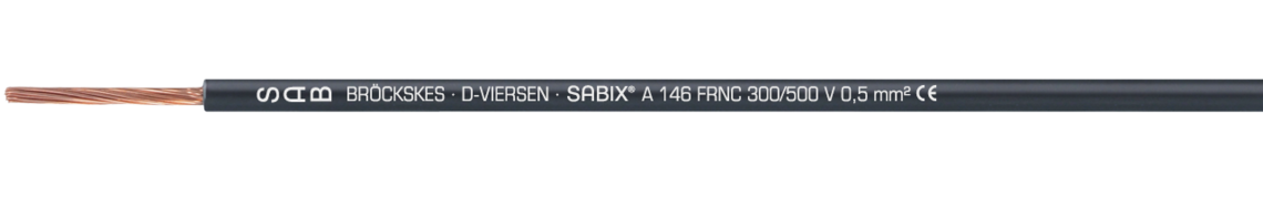 Aufdruck-Beispiel: SAB BRÖCKSKES · D-VIERSEN · SABIX® A 146 FRNC 300/500 V 0,5 mm² CE