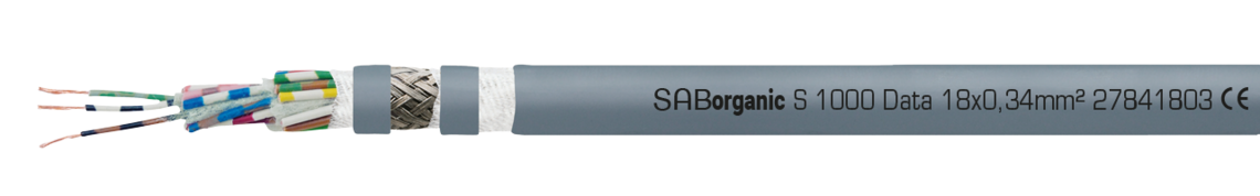 Dauerflexible SABIX®/PUR-Datenleitung mit farbigen Adern und Cu-Gesamtabschirmung SABorganic S 1000 Data 18x0,34mm² 27841803 CE