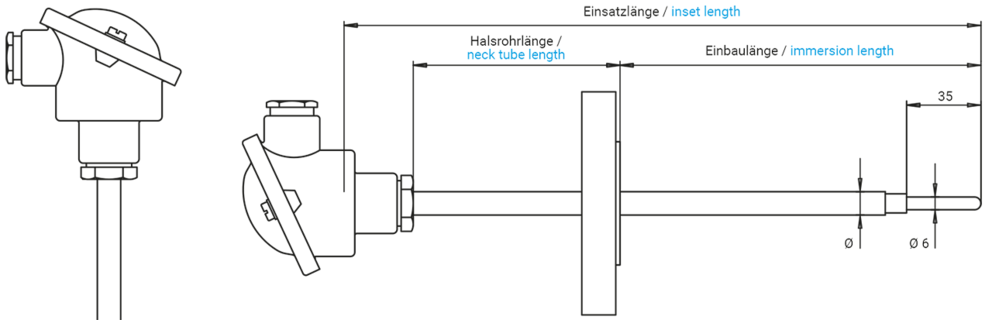 Flansch-Schutarmatur für Messeinsätze Ø 3 mm