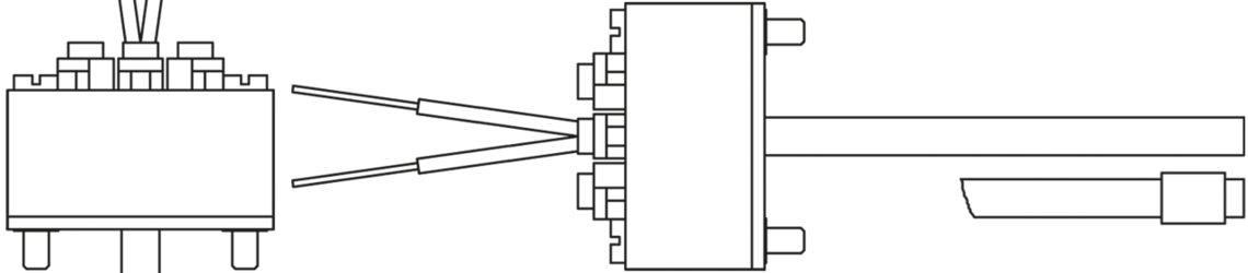 Messeinsatz mit 1 Messumformer und mit Anschluss für 2. Messumformer