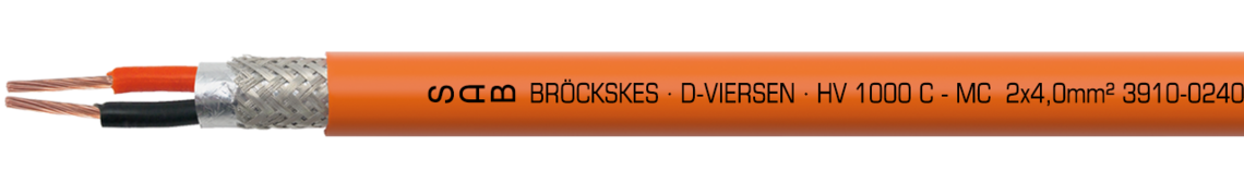 Aufdruck-Beispiel für HV 1000 C MC 39100240: SAB BRÖCKSKES · D-VIERSEN · HV 1000 C - MC  2x4,0mm² 3910-0240  CE