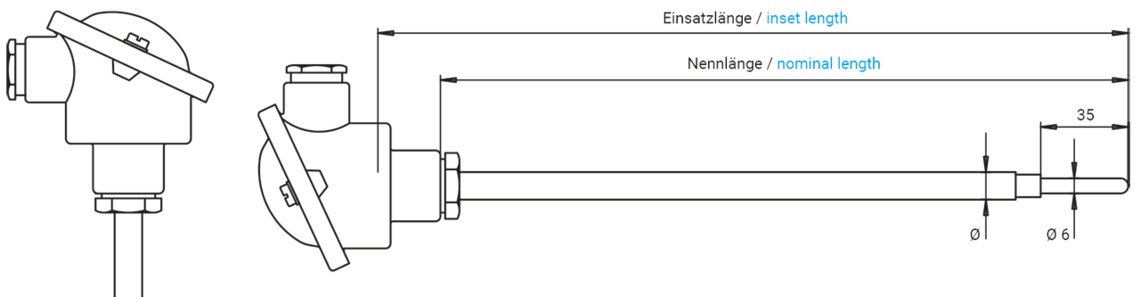 Einsteck-Schutzarmatur für Messeinsätze Ø 3 mm