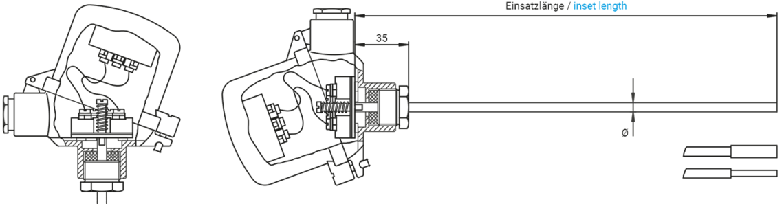 Thermometer mit 1 Messumformer im Deckel ohne zusätzliches Schutzrohr Form MK