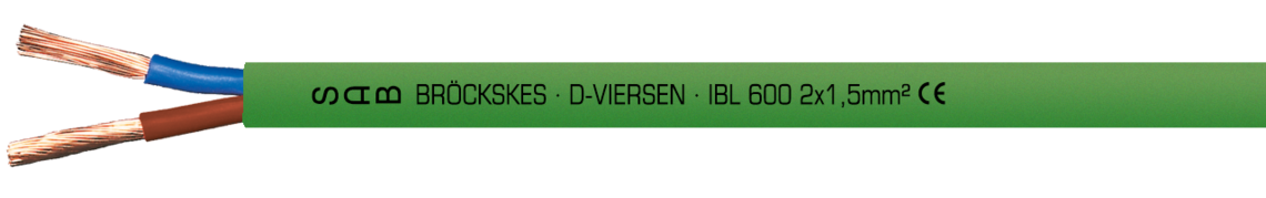 Aufdruck-Beispiel für IBL 600 06002853: SAB BRÖCKSKES · D-VIERSEN · IBL 600 2x1,5mm² CE