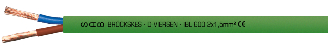 PVC Interbus-Loop Leitung Aufdruck-Beispiel für IBL 600 06002853: SAB BRÖCKSKES · D-VIERSEN · IBL 600 2x1,5mm² CE