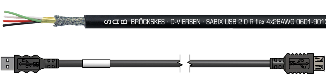 Aufdruck-Beispiel: SAB BRÖCKSKES · D-VIERSEN · SABIX USB 2.0 R flex 4x28AWG 0601-9013