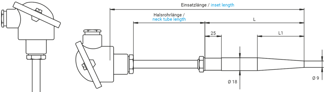 Einschweiß-Schutzarmatur für Messeinsätze Ø 3 mm