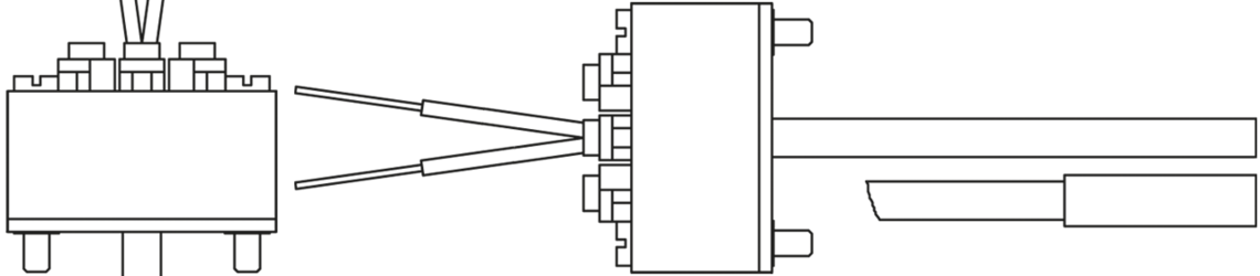 Messeinsatz mit 1 Messumformer und mit Anschluss für 2. Messumformer