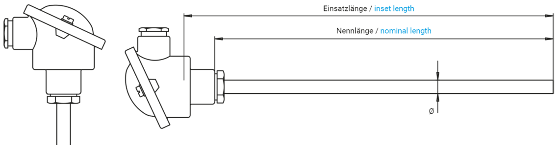 Einsteck-Schutzarmatur für Messeinsätze Ø 6 mm