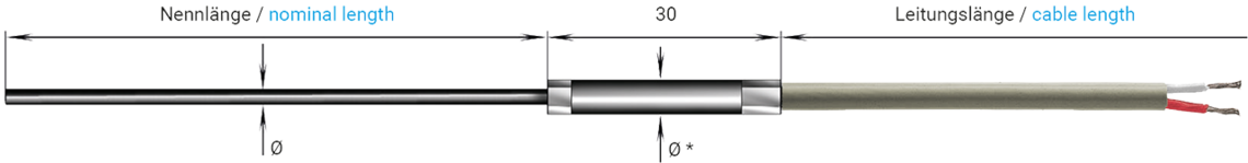 Mantel-Widerstandsthermometer mit PVC-Datenleitung LiYY Mantel-Widerstandsthermometer mit PVC-Datenleitung LiYY