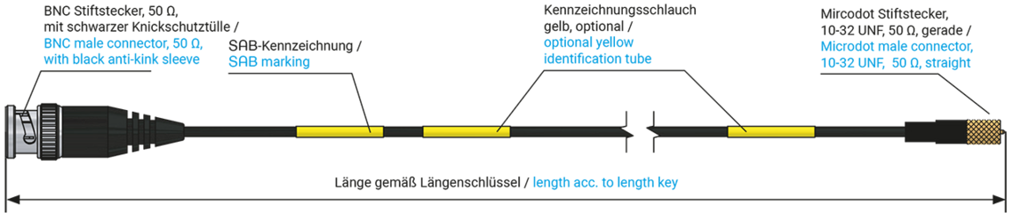 mit BNC Stecker und Microdot Stecker 10-32 UNF