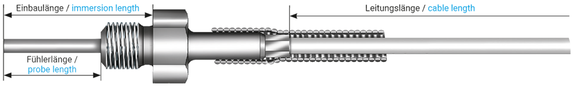 Einschraub-Widerstandsthermometer mit Pt100 Messwiderstand z.B. mit Gewinde G1/2 oder M6