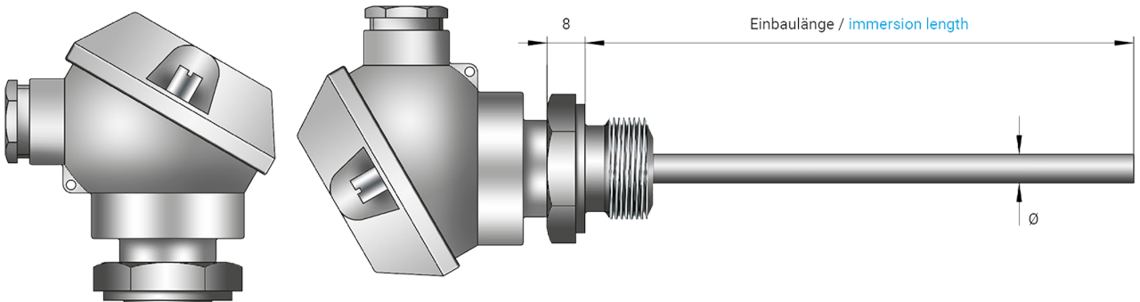 Mantel-Thermoelement mit Anschlusskopf und Gewinde