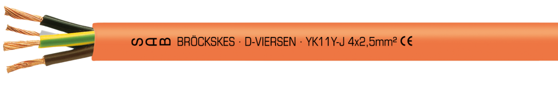 Aufdruck-Beispiel für YK11Y-J 02660425: SAB BRÖCKSKES · D-VIERSEN · YK11Y-J 4 x 2,5 mm² CE