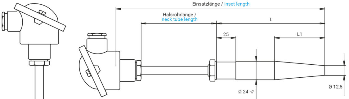 Einschweiß-Schutzarmatur für Messeinsätze Ø 6 mm