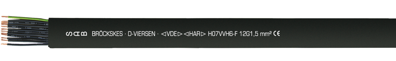 PVC Flachleitung Flachbandkabel Flachkabel H07VVH6-F Meterware 5G1,5 schwarz 